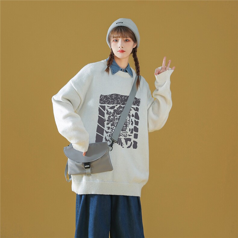 中性22秋/冬新款时尚美式复古宽松百搭圆领套头毛衣M1042P50控68,男装针织衫/毛衣,A247A