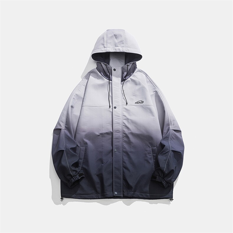秋冬防水连帽扎染渐变颜色夹克外套冲锋衣宽松版型JK9262P-75,男装夹克,电商A128
