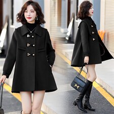 现货2021年冬季简约时尚大气A字摆海军领手工缝制双面呢大衣，女装毛呢外套，菡迪欧娜