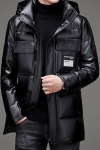中年羽绒服白鸭绒休闲商务保暖加厚中长款外套爸爸装ZL7797-P300图片