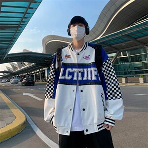 美式复古赛车机车服夹克男春秋薄款设计感炸街机车外套 W5551-P62图片