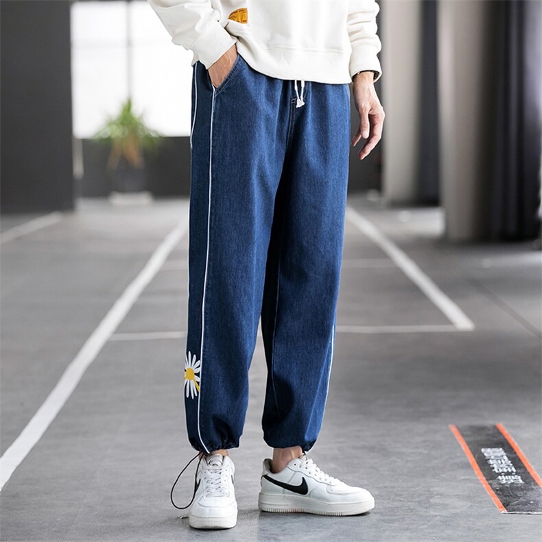 网红牛仔裤男2021秋冬港风宽松直筒阔腿潮邹菊长裤C402-K062-P45图片