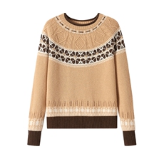 费尔岛针织衫冬新款大码胖mm毛衣独特漂亮高级感100羊毛打底衫，女装羊毛衫，艾米