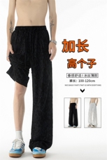 垂感褶皱扎染休闲裤男透气冰丝薄款加长版高个子直筒阔腿KZ066P50，男装休闲裤，电商B312