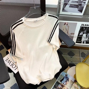 夏季条纹短袖t恤男士冰丝宽松运动套装韩版潮流套装 T1084-P33图片