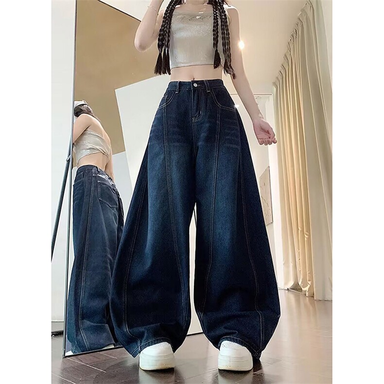 解构字母刺绣弯刀牛仔裤男女夏季新款2025宽松阔腿裤子-A2185TP48,男装牛仔裤,电商B241