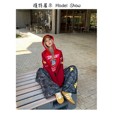 美式高街cleanfit星星迷彩工装牛仔裤男士宽松垂感直筒阔腿裤，男装牛仔裤，四季星座505