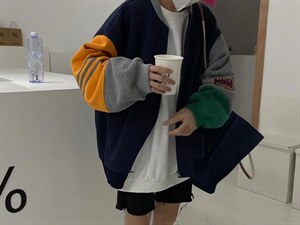 秋冬新款拼色外套图片