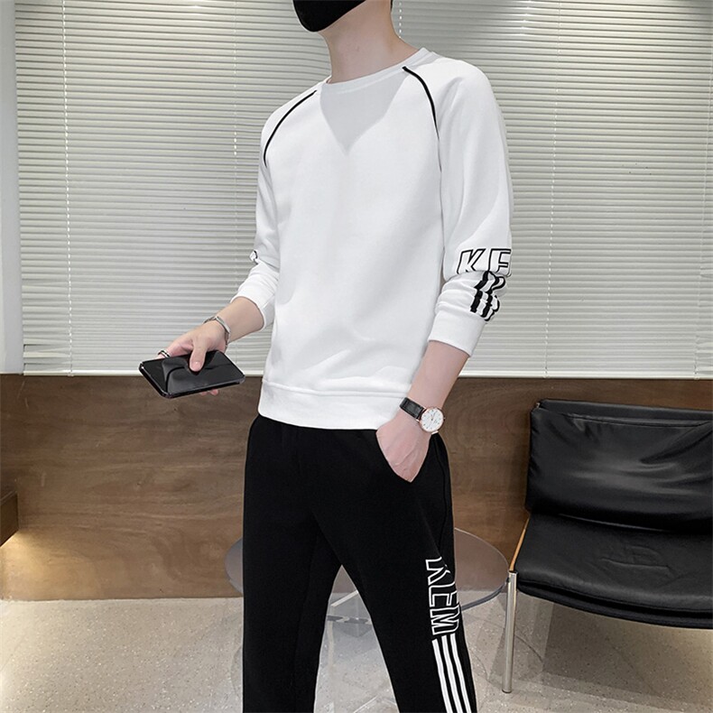 秋冬新款时尚套装运动圆领潮牌弹力卫衣卫裤大码宽松套装外套外贸,男装休闲套装,星座301D-5(原星座1415）