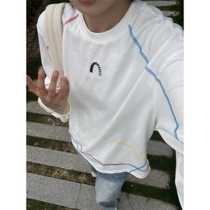 网图 美式街头长袖t恤女早秋慵懒风薄款打底衫宽松休闲上衣 特P33图片