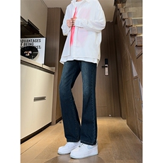 现货主推渐变复古蓝微喇直筒松紧腰休闲牛仔裤男女K5809-P50控69，男装牛仔裤，星座205