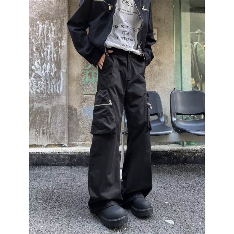 休闲裤男女韩版潮流高街帅气百搭大口袋2024冬季ins长裤K5898-P53,男装休闲裤,星座412-3