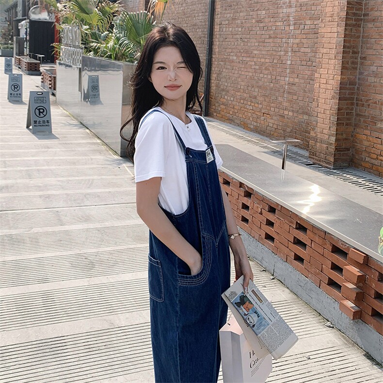 大量现货！放心推！牛仔背带裤套装女2024夏季新款女装两件套,女装套装/套裙,慧尚依恋