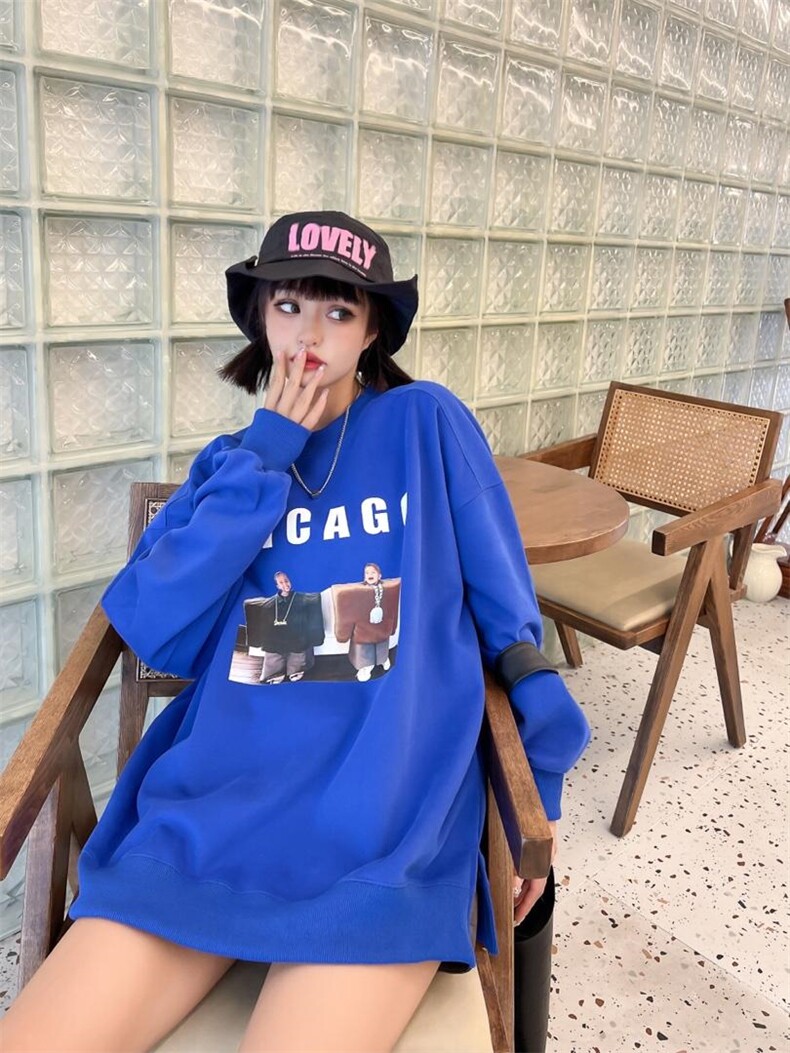 现货秋季新款:时尚潮流新款圆领卫衣，女装卫衣/绒衫，泽妤