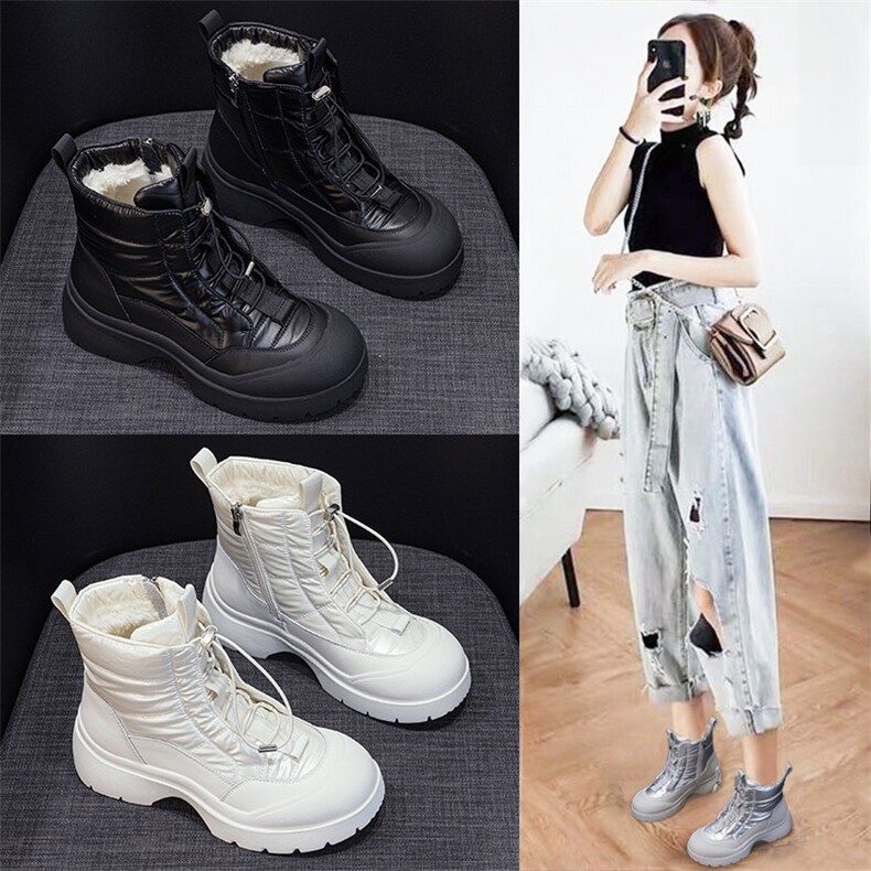 2024年新款休闲短靴秋冬季厚底雪地靴高帮鞋加绒保暖鞋中筒靴，女鞋雪地靴，电商A223