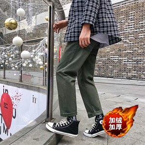 大码韩版ins休闲裤男宽松直筒加绒加厚纯色西裤501-p27加绒p36,男装西裤,星座1008-2