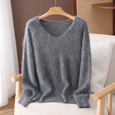 2026年秋季时尚百搭通勤简约休闲一线成衣花纱圆领，女装羊绒衫，昭美纯山羊绒