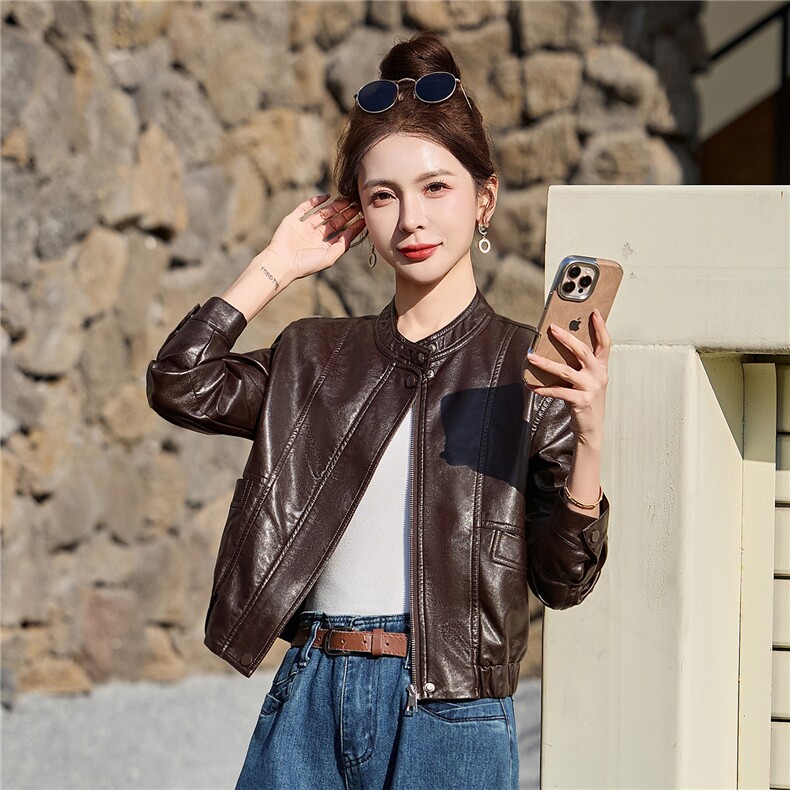 2026年春季新款现货时尚皮衣小外套经典女装,女装皮衣,臻衣坊