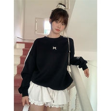 Q0228-P45三条杠蝴蝶结黑色卫衣女秋季新款上衣，女装卫衣/绒衫，星座617A-2
