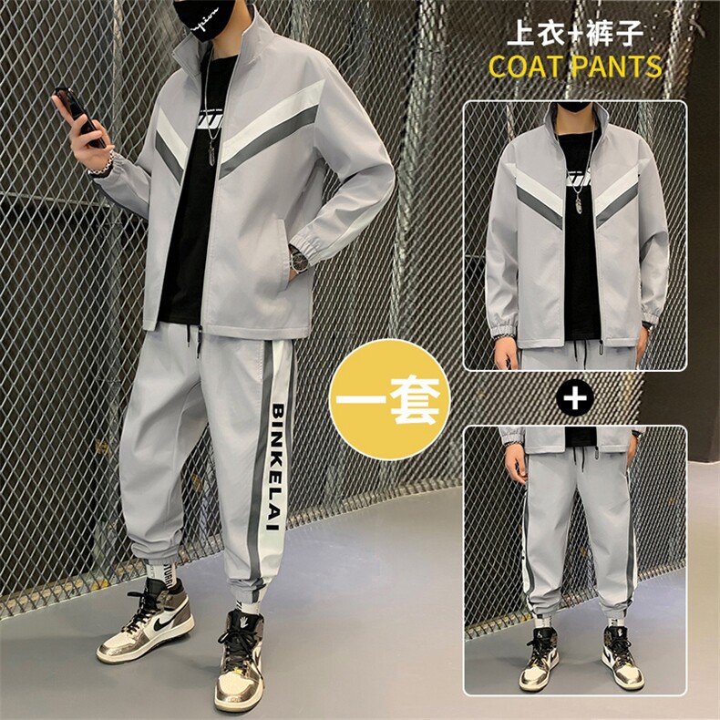 立领夹克一套搭配帅气青少年潮流工装卫衣套装男机能开衫D01P70,男装休闲套装,电商B226-2（原B217-2）