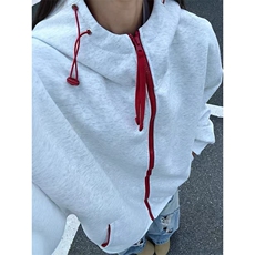 网图全棉380克拉链开衫卫衣撞色连帽外套男AH947-特P48不议价，女装短外套，四季星座610B