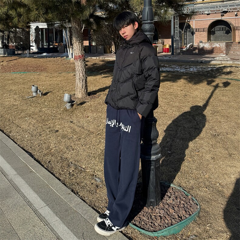 美式高街潮牌男女运动休闲裤直筒宽松慵懒显瘦印花休闲卫裤子,男装休闲裤,电商A486