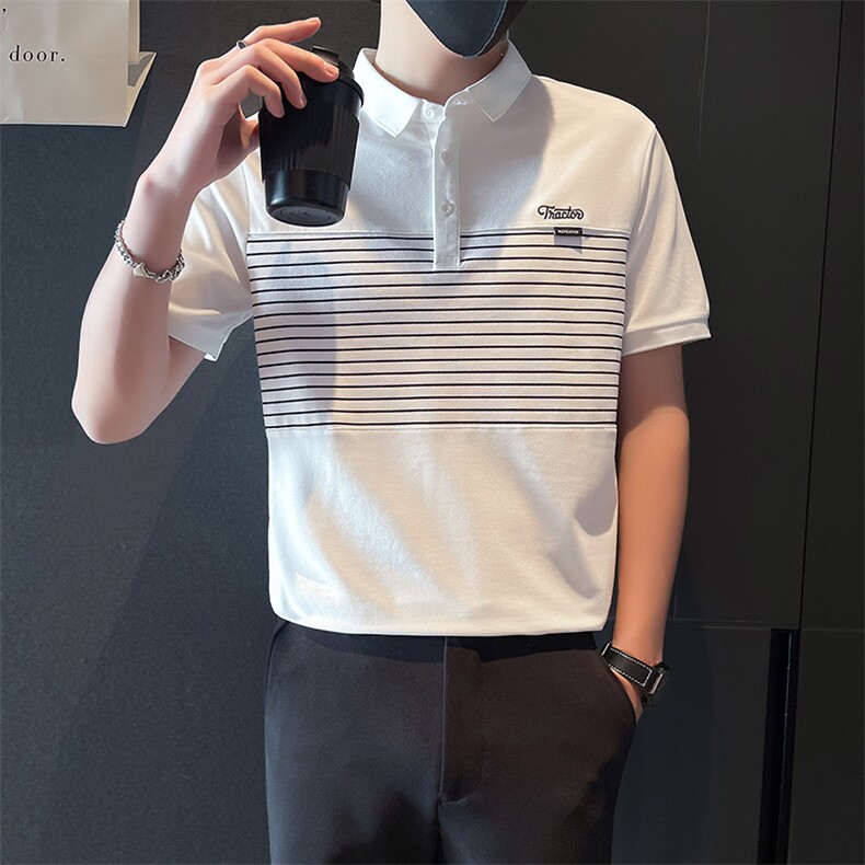 TX19-P55男T恤夏季短袖半袖新款半截袖POLO衫条纹T恤1,男装T恤,电商D327