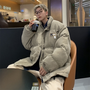 F34-P82 冬季灯芯绒立领加厚棉衣男潮牌宽松羽绒棉服保暖棉袄图片