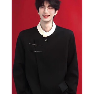 新中式西装外套男年轻人风中山装西服穿搭夹克 W1045 网络图图片