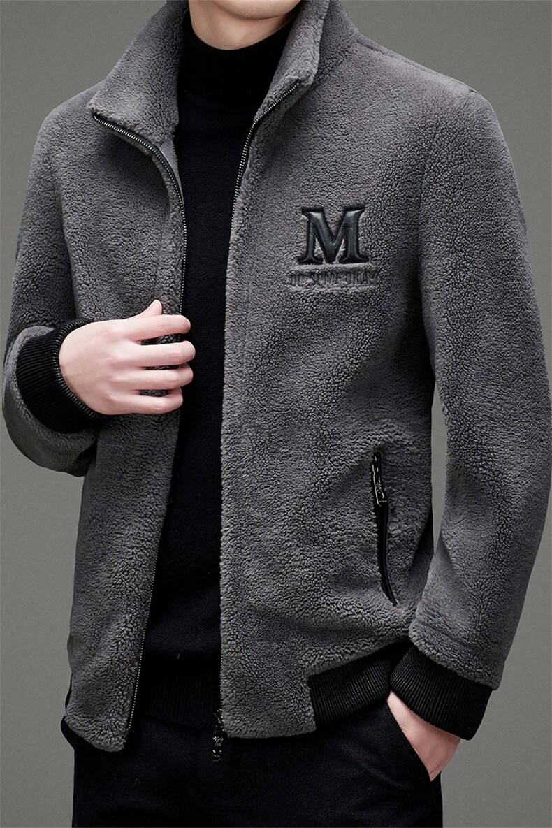 MJ1997冬季2021海宁男式羊毛皮草男修身颗粒绒夹克P280图片