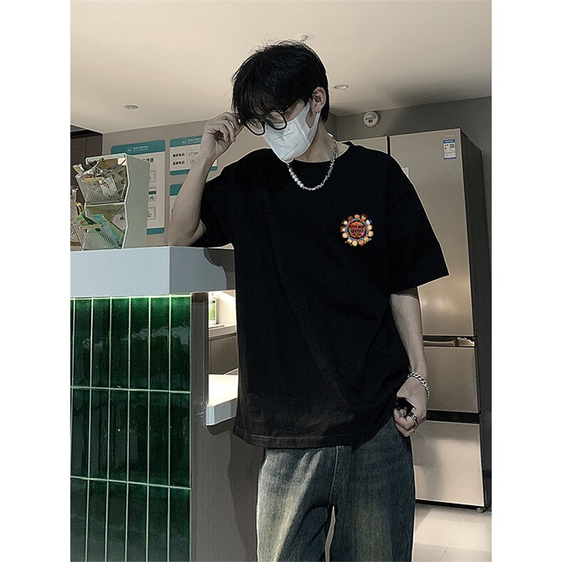 已做版权夏季东北大花潮圆领短袖风t恤宽松重磅上衣T50-P28,男装T恤,星座205-5