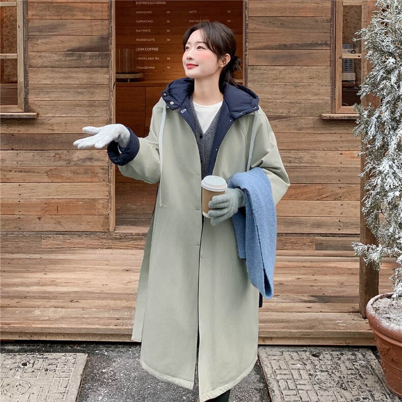 现货买家秀已更长款派克服连帽拼色90羽绒服2C282-991P305K438,女装羽绒服,2C282