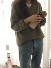 V领羊毛衫女纯色打底2024秋冬季显瘦时尚毛衣，女装羊毛衫，思途羊绒