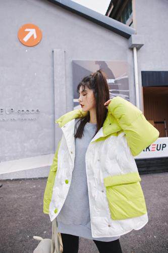 2021冬撞色羽绒服，女装羽绒服，YOUER DENG