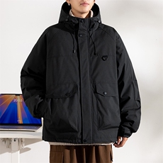 GENIOLAMODE男士防风加厚棉服秋冬潮流工装加肥大码夹克连帽外套，男装棉衣，星座209