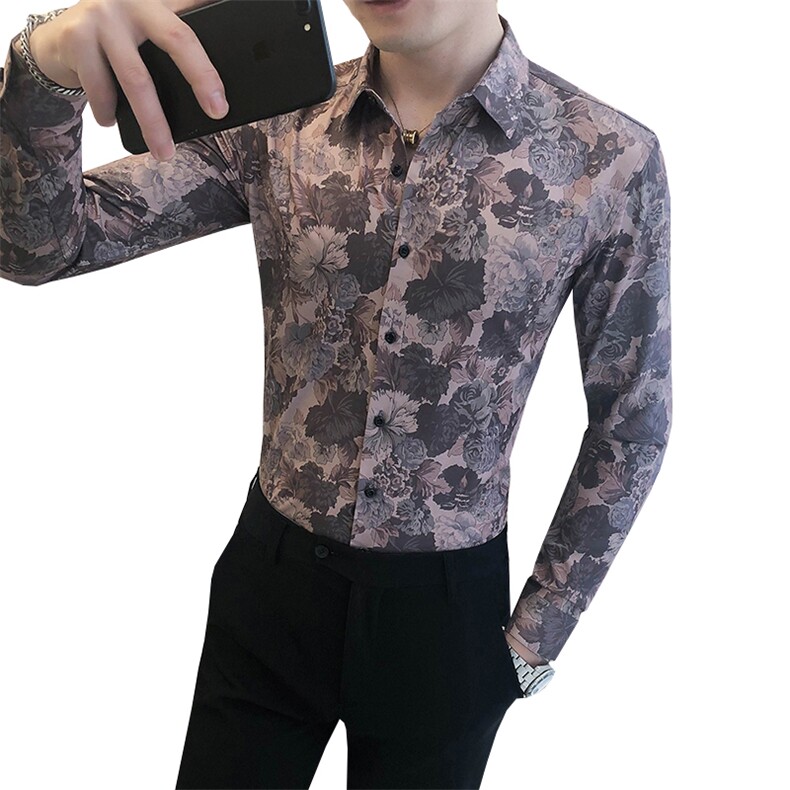 312A-5-288-P55长袖高级感秋季休闲英伦发型师韩版纯色男士衬衣,男装衬衫,星座312A-5
