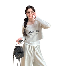 休闲运动风卫衣套装女2025年春季新款慵懒松弛感背心阔腿裤三件套，女装套装/套裙，2C285