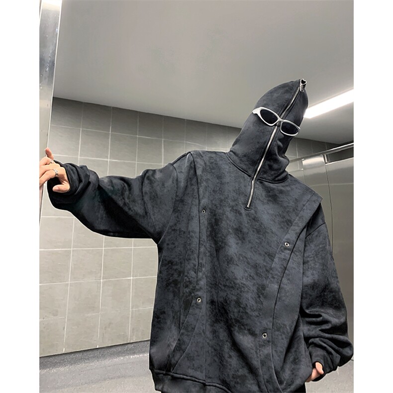 现货 水洗脏脏布加绒大码连帽卫衣 WY10078-特P45 加绒特P50图片