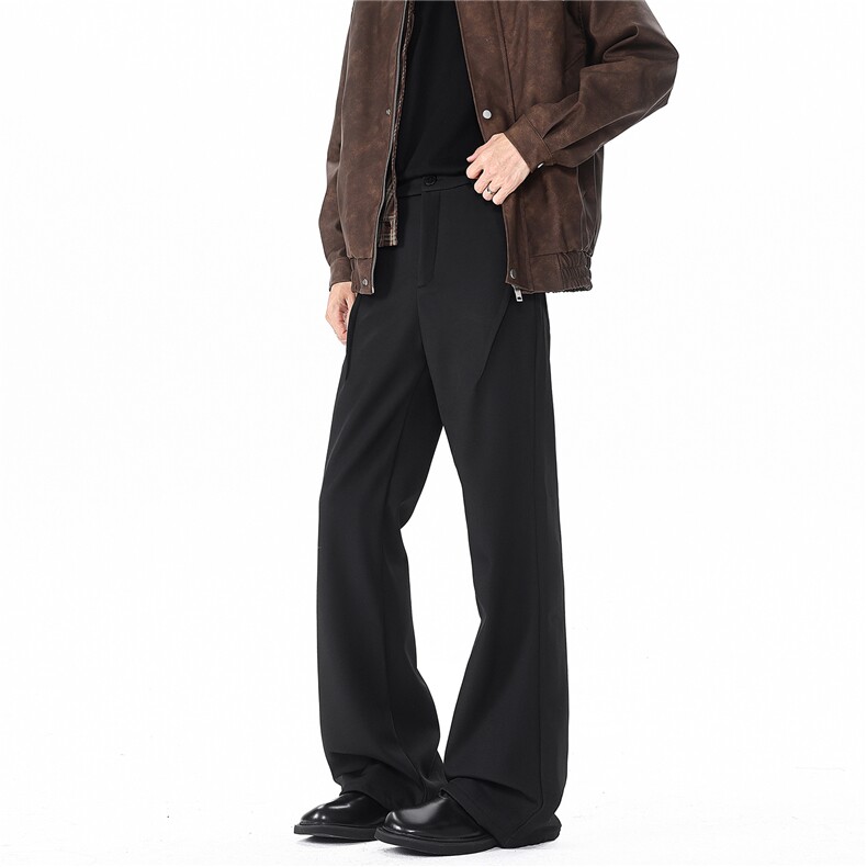 cleanfit黑色微喇弯刀西裤美式高街裤子男直筒休闲西装裤KZ058P50,男装西服套装,电商B312