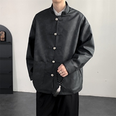 2026春装新款风皮衣夹克外套新中式大码唐装复古2515-P128，男装夹克，电商A057