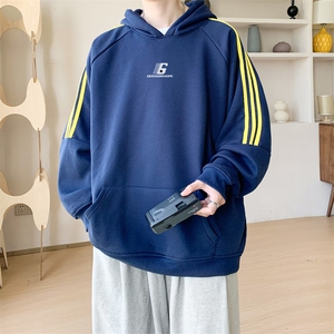 华棉春秋内景港风复古宽松连帽卫衣男潮流休闲WY00677/P45加绒P50图片