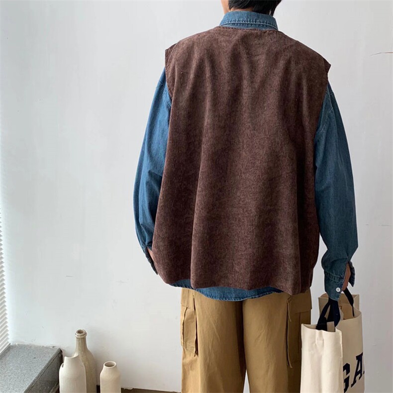 无领春款灯芯绒纯棉马甲W017P35，男装背心/马甲，星座1116-2