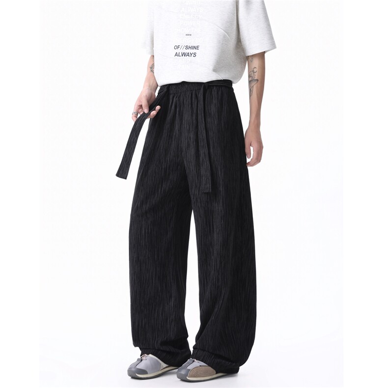 2026春装新款时尚飘带宽松百搭休闲裤男士垂感长裤K9961-特P40，男装休闲裤，电商A006