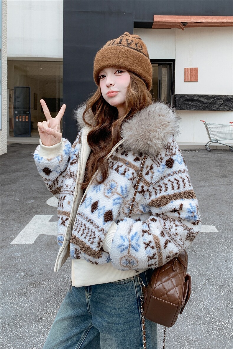 现货！放心推！费尔岛风大毛领羽绒服女2025新款女装白鸭绒外套,女装羽绒服,慧尚依恋