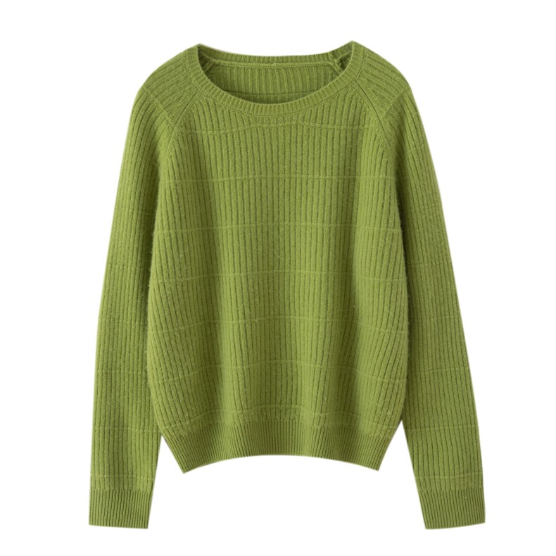 2025年秋季长袖时尚百搭通勤简约宽松圆领羊绒衫，女装羊绒衫，米哆哆羊绒