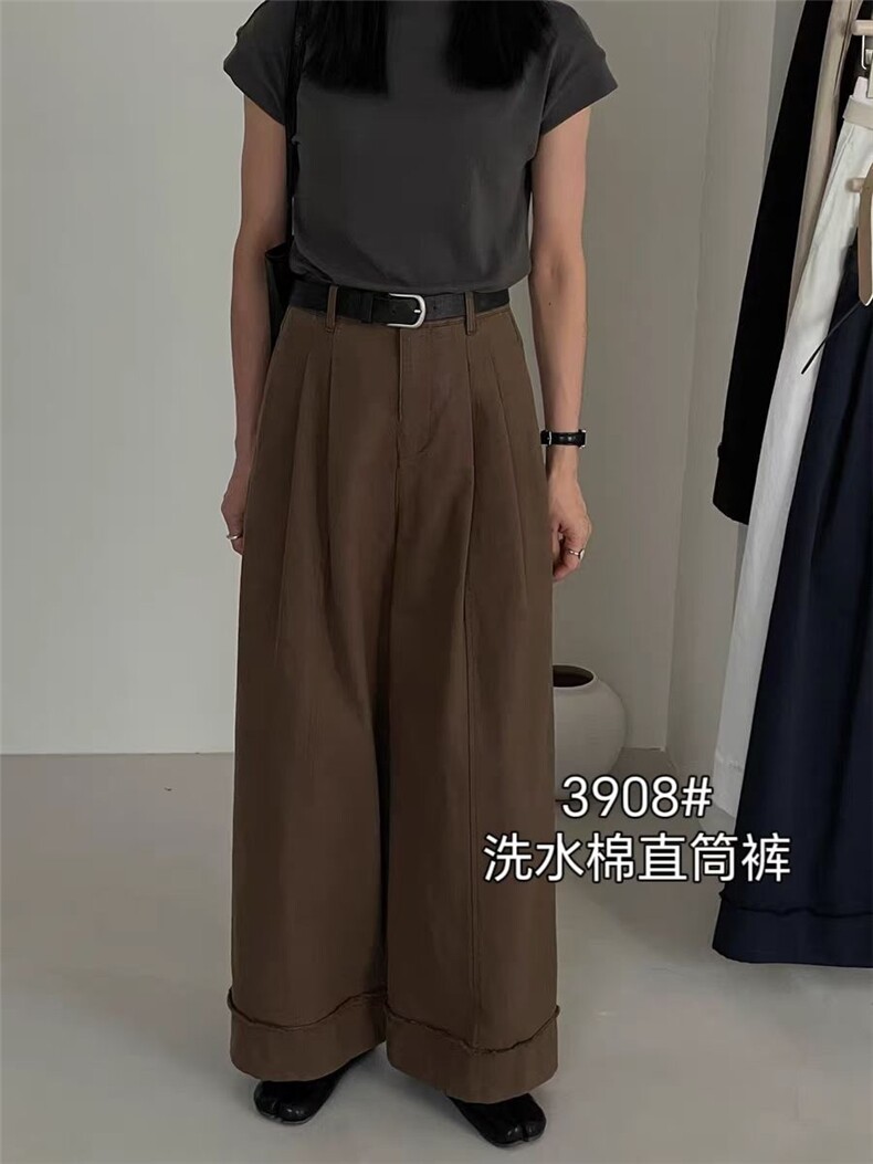 2025年秋季系绳长裤中腰直筒裤时尚百搭简约大方,女装休闲裤,洛丽兰可
