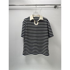 夏宽松短袖男女款Polo衫痞帅时尚条纹潮流上衣XZ201-2T3613现货，男装T恤，星座201-2