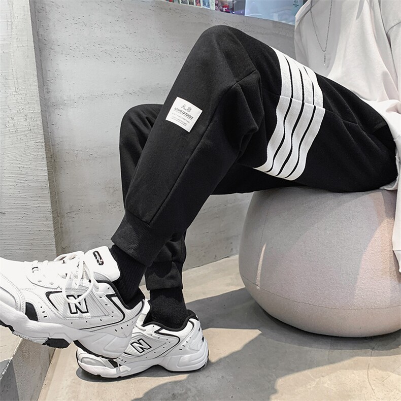 K2052-P45春装宽松中性男女休闲束脚卫裤四条杠情侣运动长裤控58,男装休闲裤,电商A009A（原A058A）