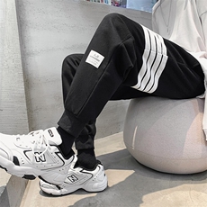 K2052-P45春装宽松中性男女休闲束脚卫裤四条杠情侣运动长裤控58，男装休闲裤，电商A009A（原A058A）