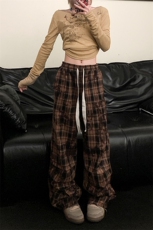 休闲百搭美式复古宽松直筒格子裤男女同款K640TP38无差价控79，男装休闲裤，电商A102B